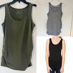 Bundle of Motherhood Maternity Side Ruched Scoop Neck Tanks | Small
